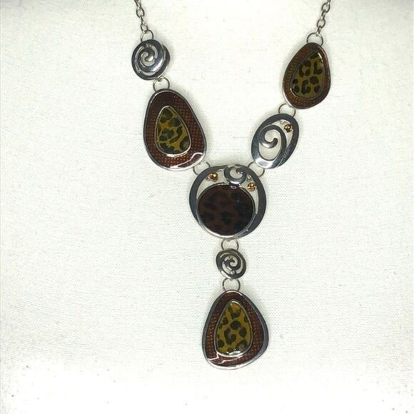 Statement Necklace with Leopard Print - Picture 1 of 8